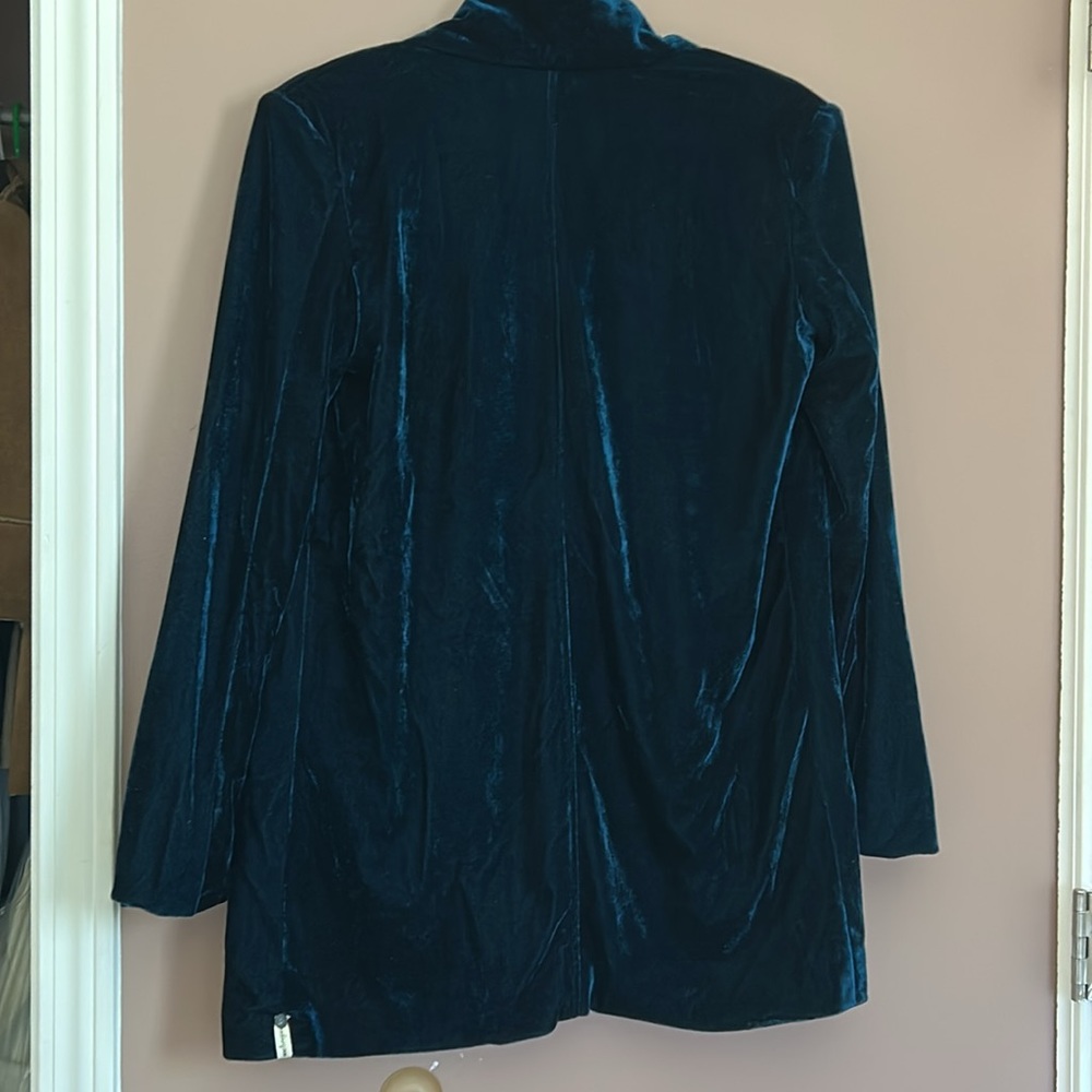 NWT One Teaspoon Blue Velvet Long Line Open Front Blazer Size M - Picture 5 of 12